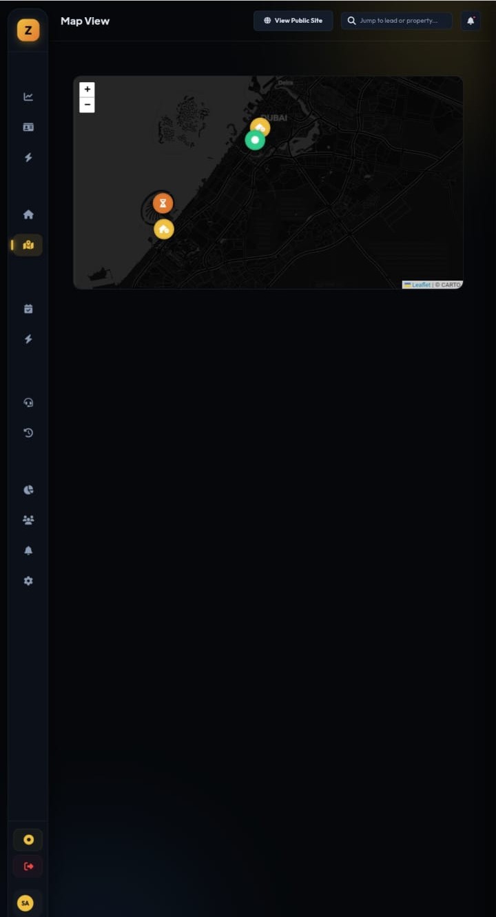 Zorvo AI Alert Center showing real-time notifications for calls, new leads and deal closings