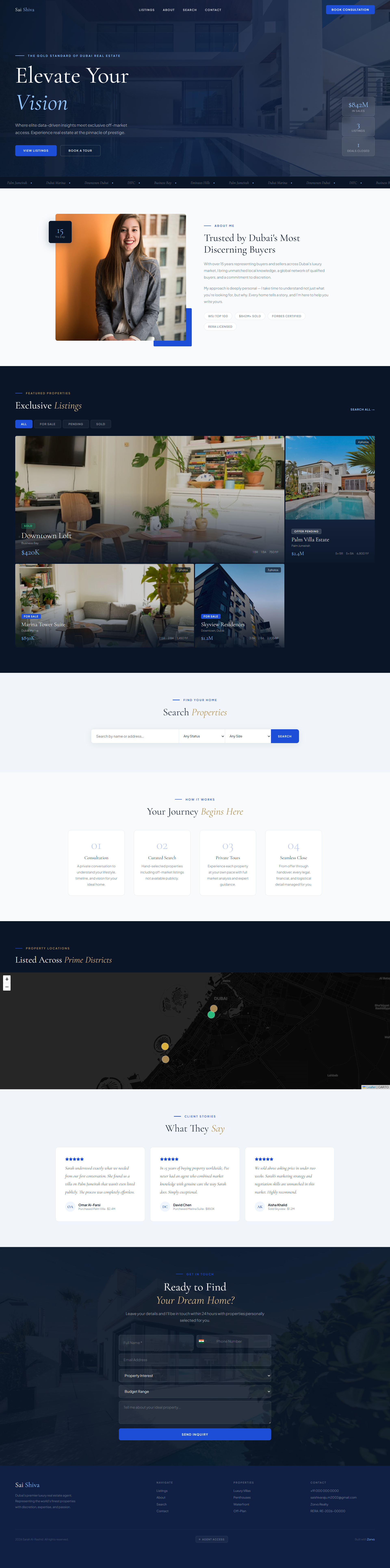 Zorvo AI auto-generated public agent website with listings, map view and contact form